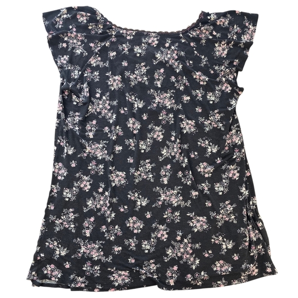 Croft & Barrow Intimates Floral Sleep Shirt 2X Black Pink Lace Detail Nightgown - Picture 2 of 8